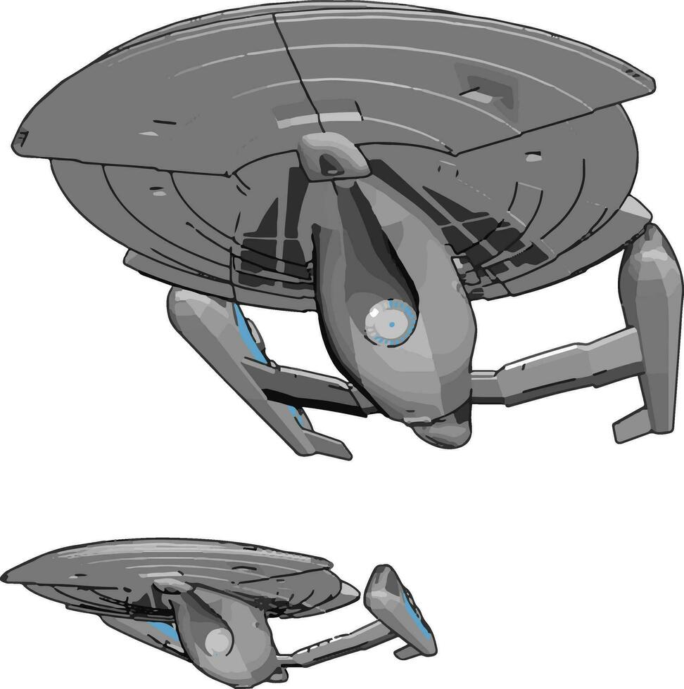 Fantasy Imperial spaceship vector illustration on white background