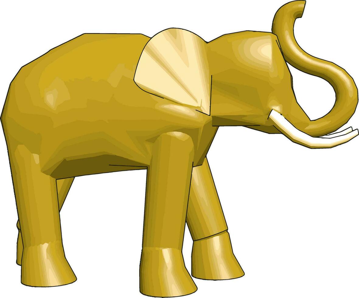 3D model of elephant, illustration, vector on white background.