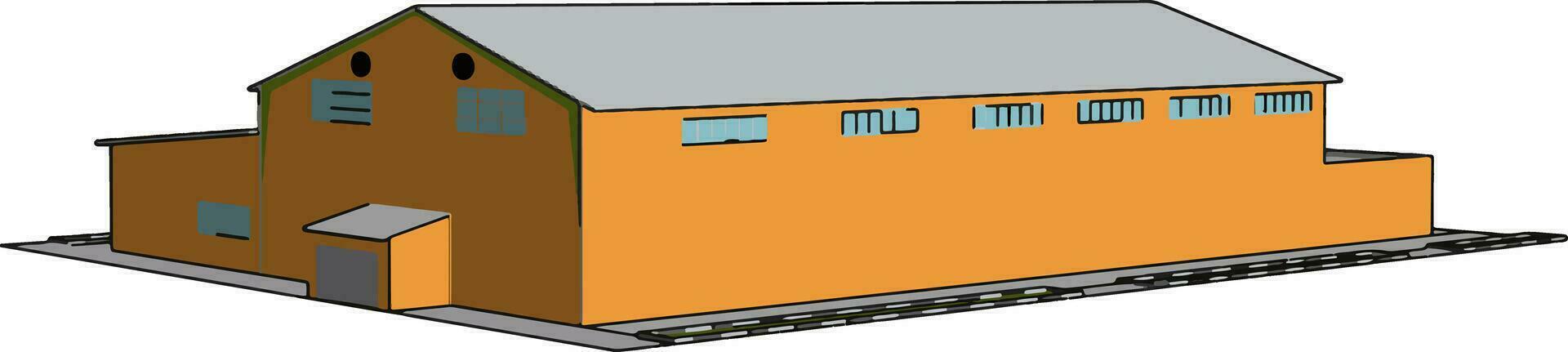 Orange building, illustration, vector on white background.