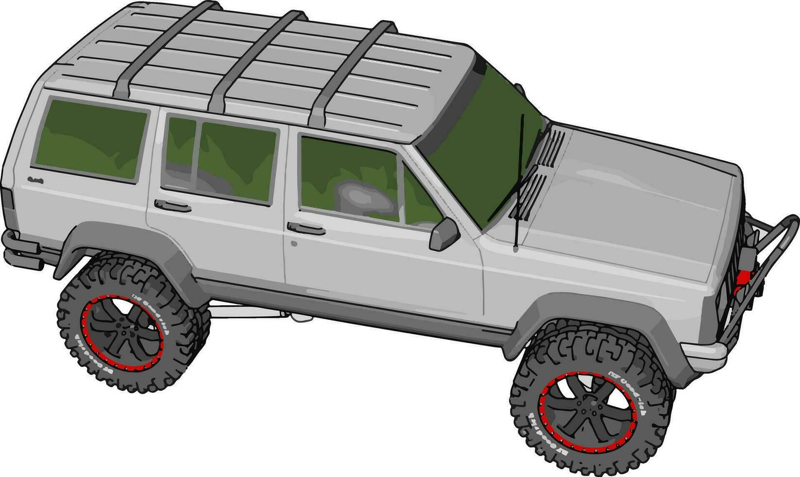 White jeep cherokee, illustration, vector on white background.