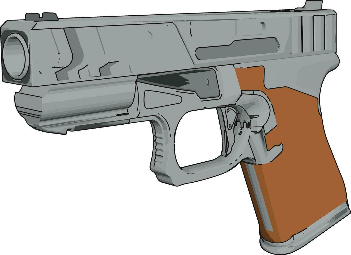 Model of a handgun, illustration, vector on white background.