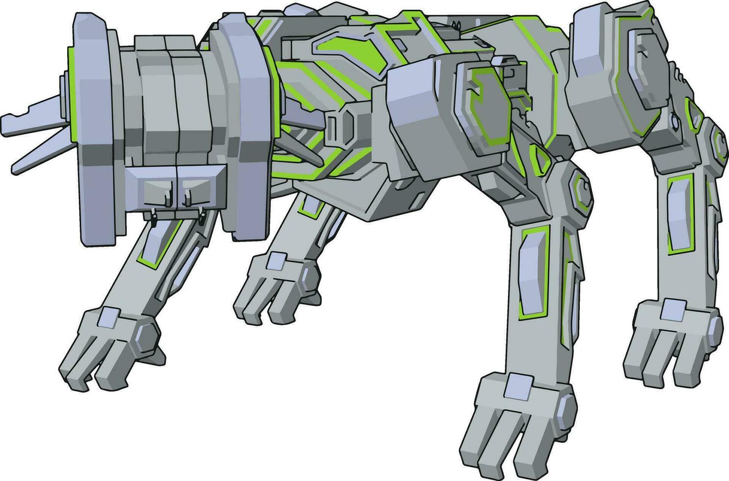 Dog green robot, illustration, vector on white background.