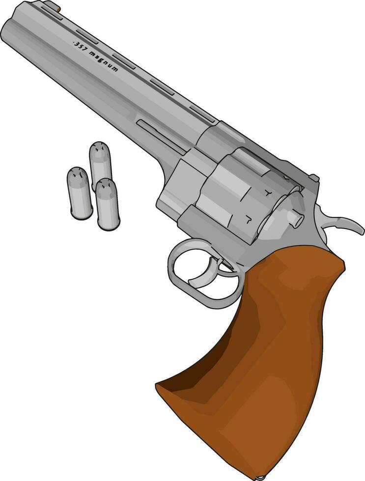 Revolver gun, illustration, vector on white background.