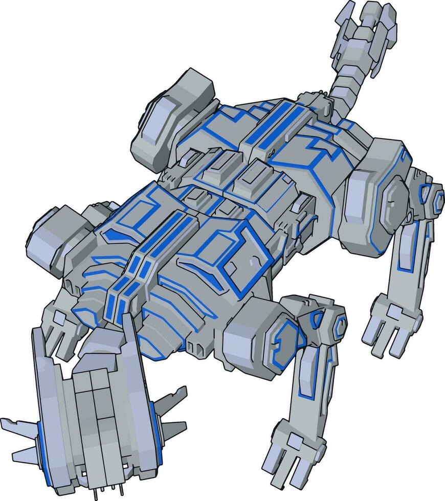 Dog blue robot, illustration, vector on white background.