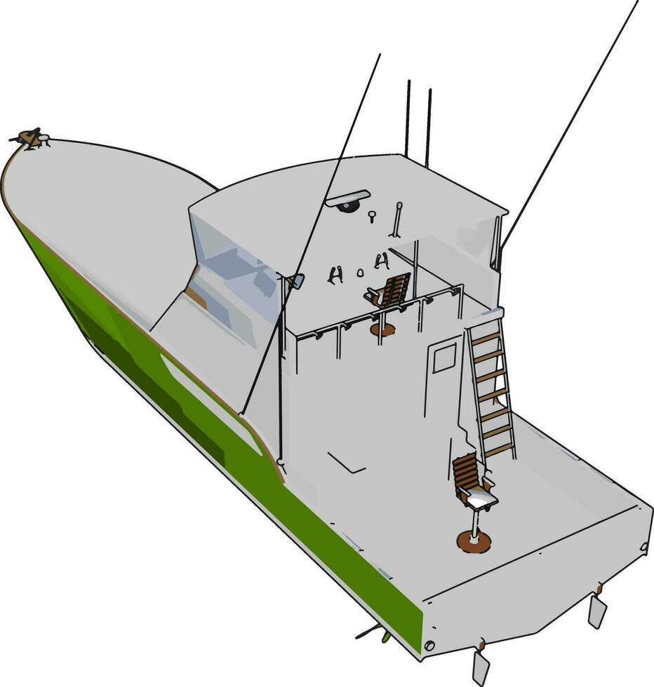 lancha patrullera, ilustración, vector sobre fondo blanco.