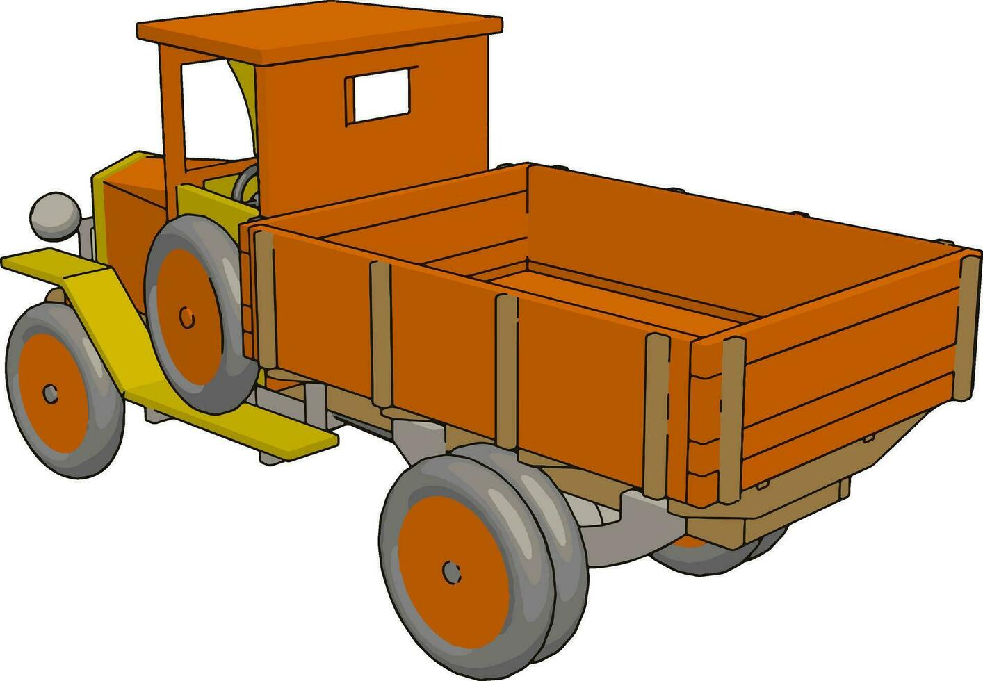 Old retro red car, illustration, vector on white background.
