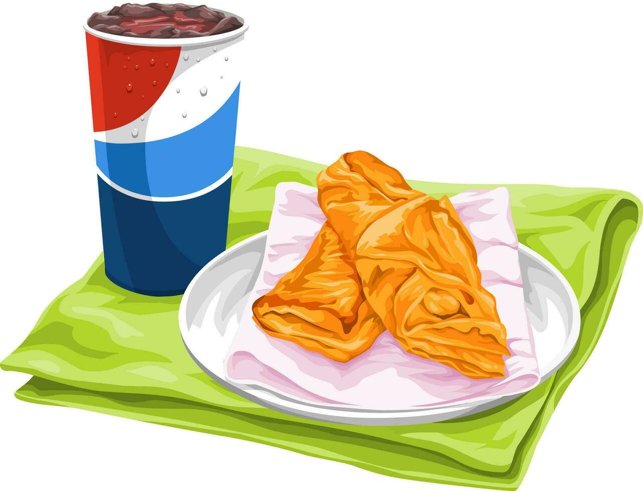 Vector of fresh pastries with pepsi.
