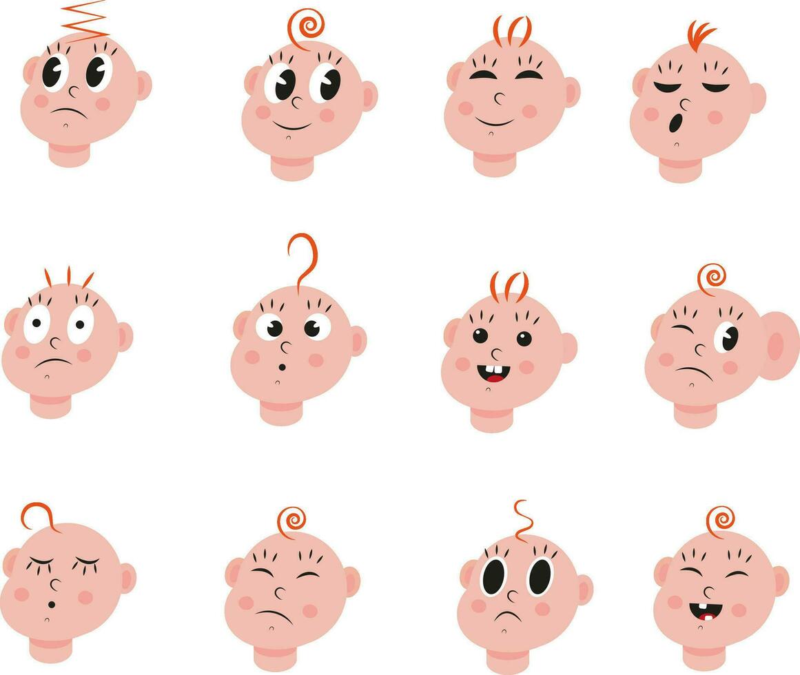 Baby mood icon set, icon, vector on white background.