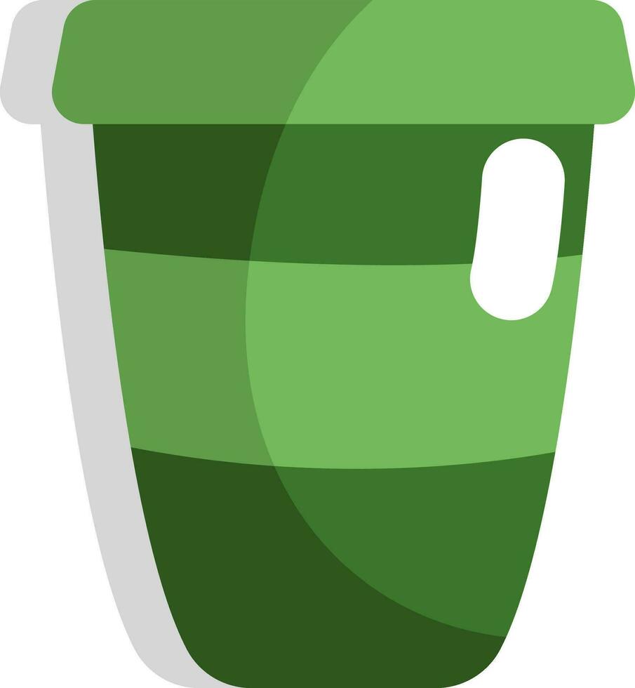 Green tea in long cup, icon, vector on white background.