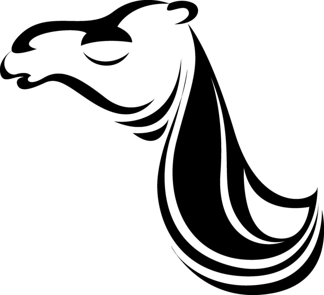 Camel head tattoo , illustration, vector on a white background.