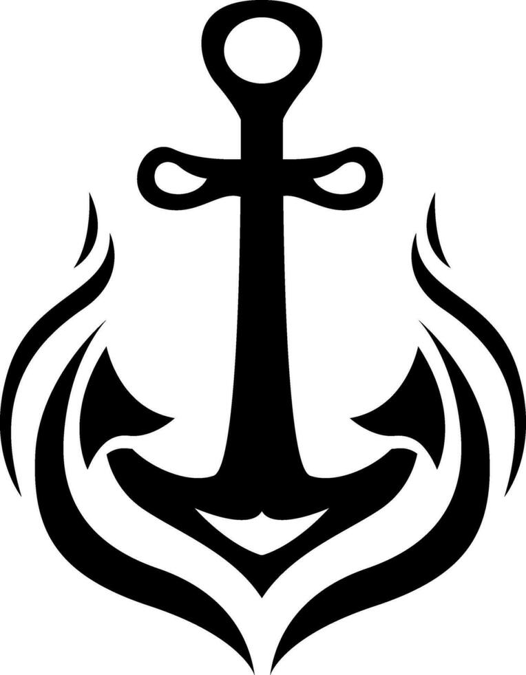Anchor ship tattoo, illustration, vector on a white background.