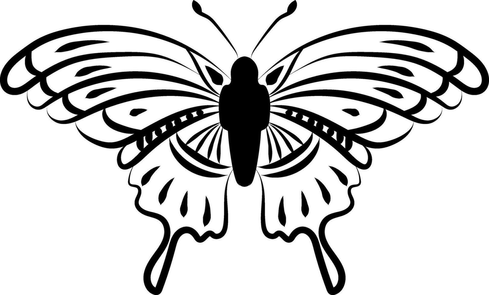 Butterfly tattoo , illustration, vector on a white background.