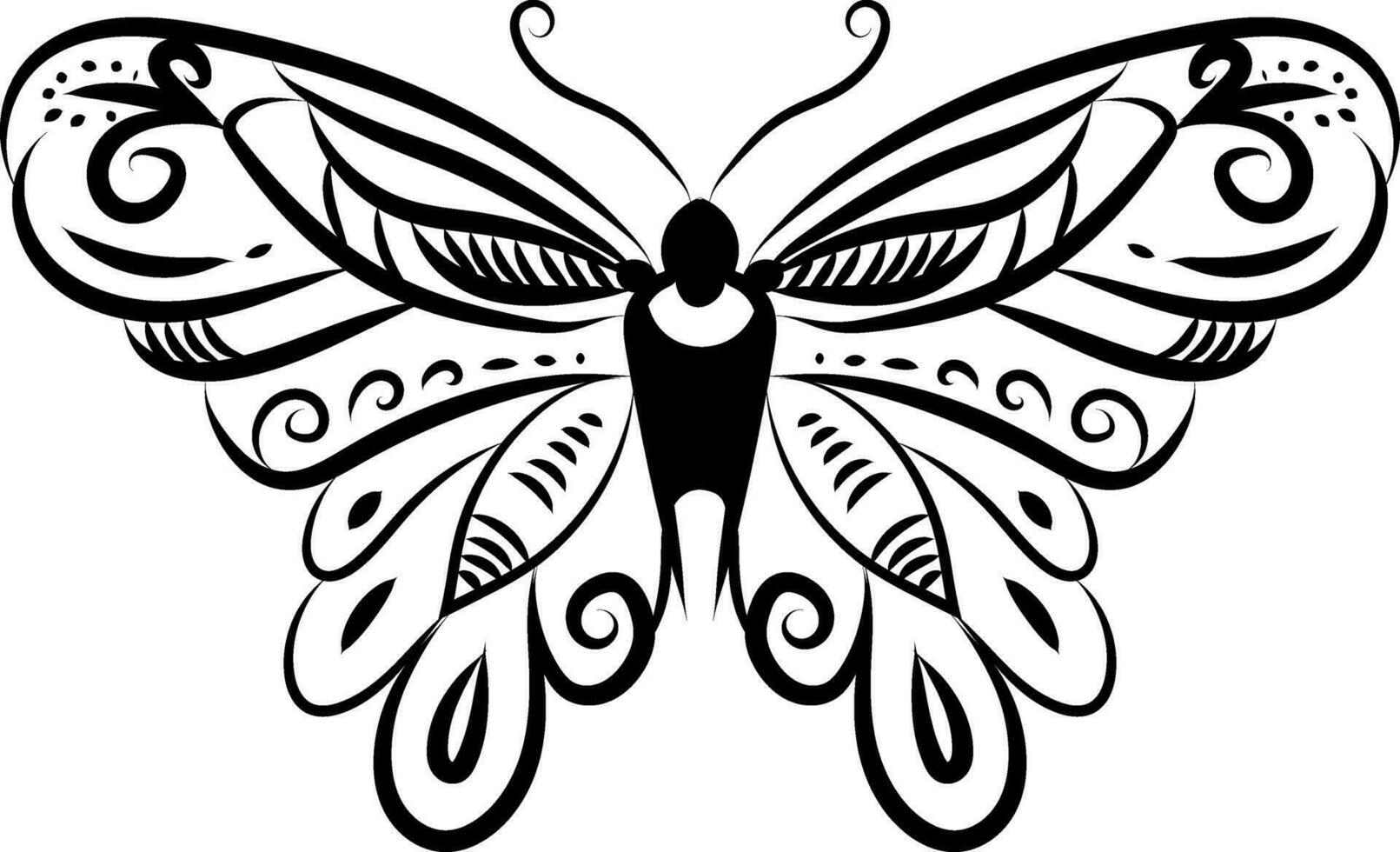 mariposa tatuaje dibujo , ilustración, vector en un blanco antecedentes.