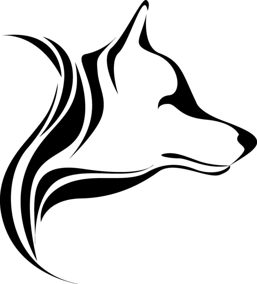Wolf profile head tattoo, tattoo illustration, vector on a white background.