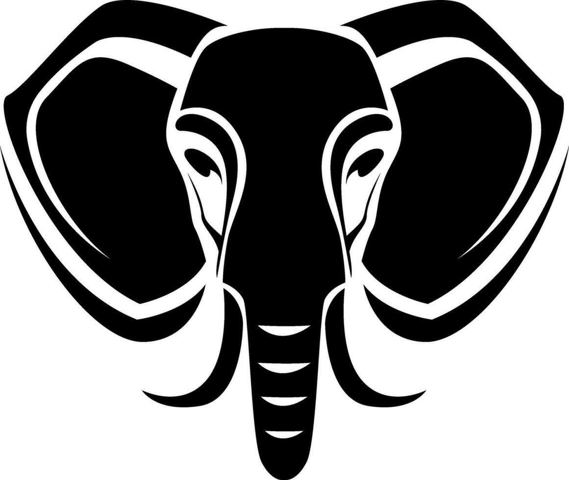 Elephant head tattoo, tattoo illustration, vector on a white background.