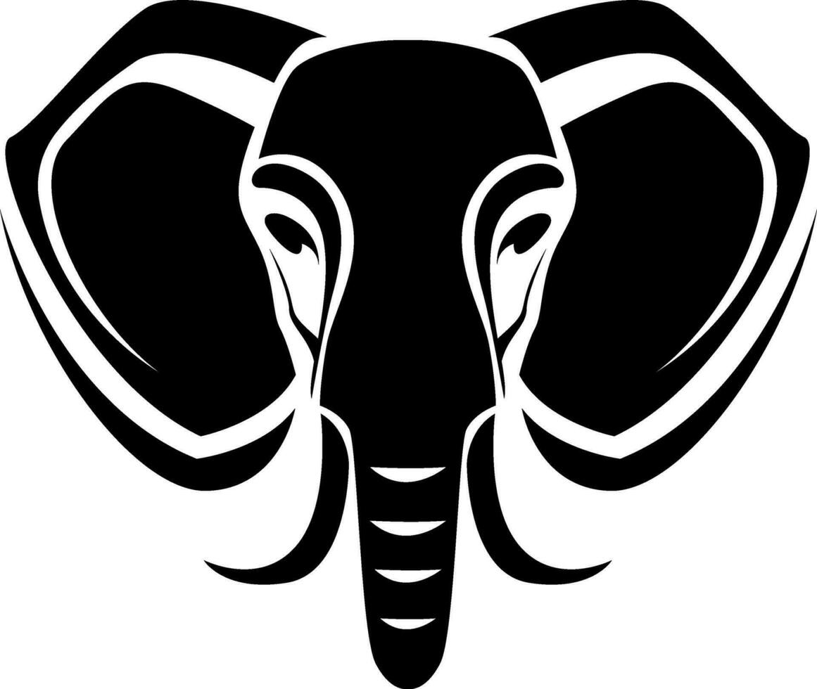 Elephant head tattoo, tattoo illustration, vector on a white background.