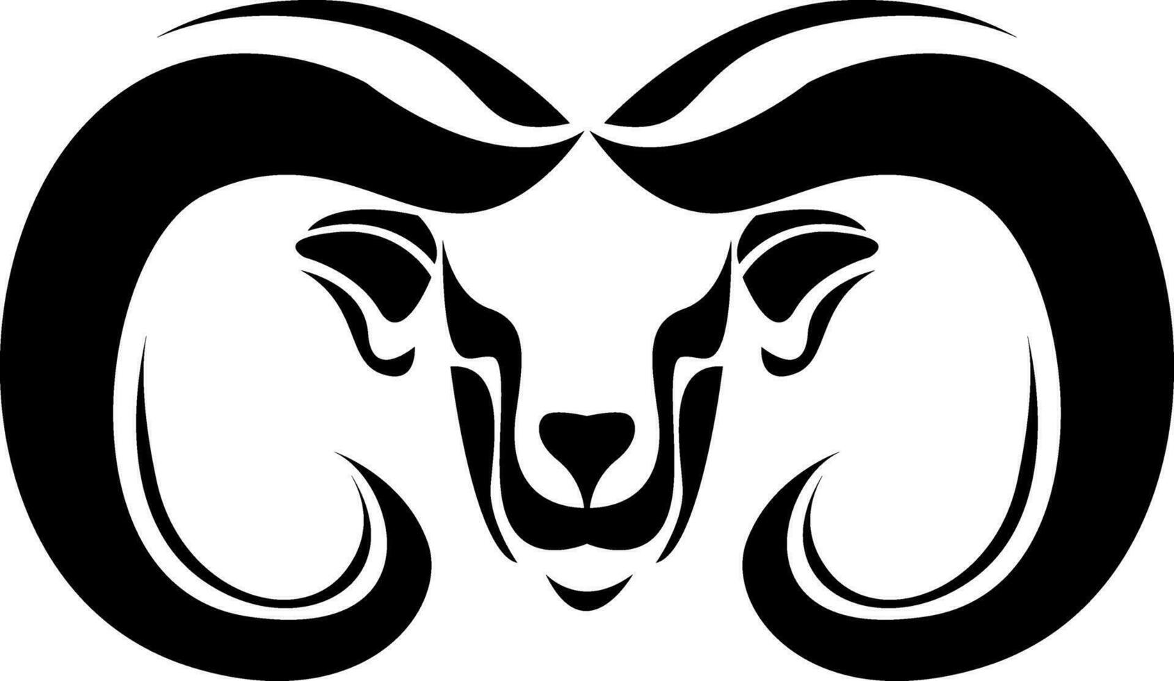 Ram face tattoo, tattoo illustration, vector on a white background.