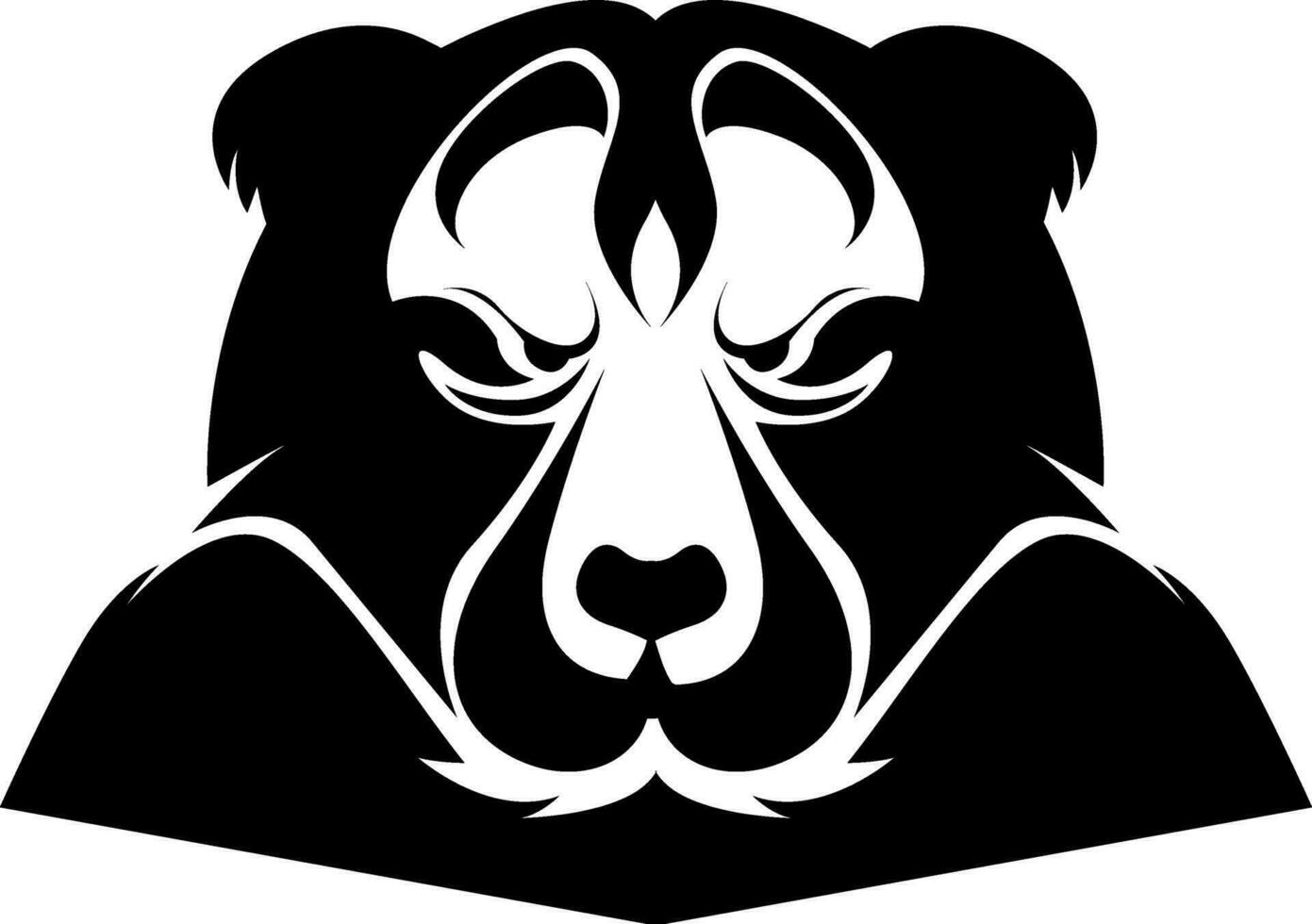 Angry bear head tattoo, tattoo illustration, vector on a white background.