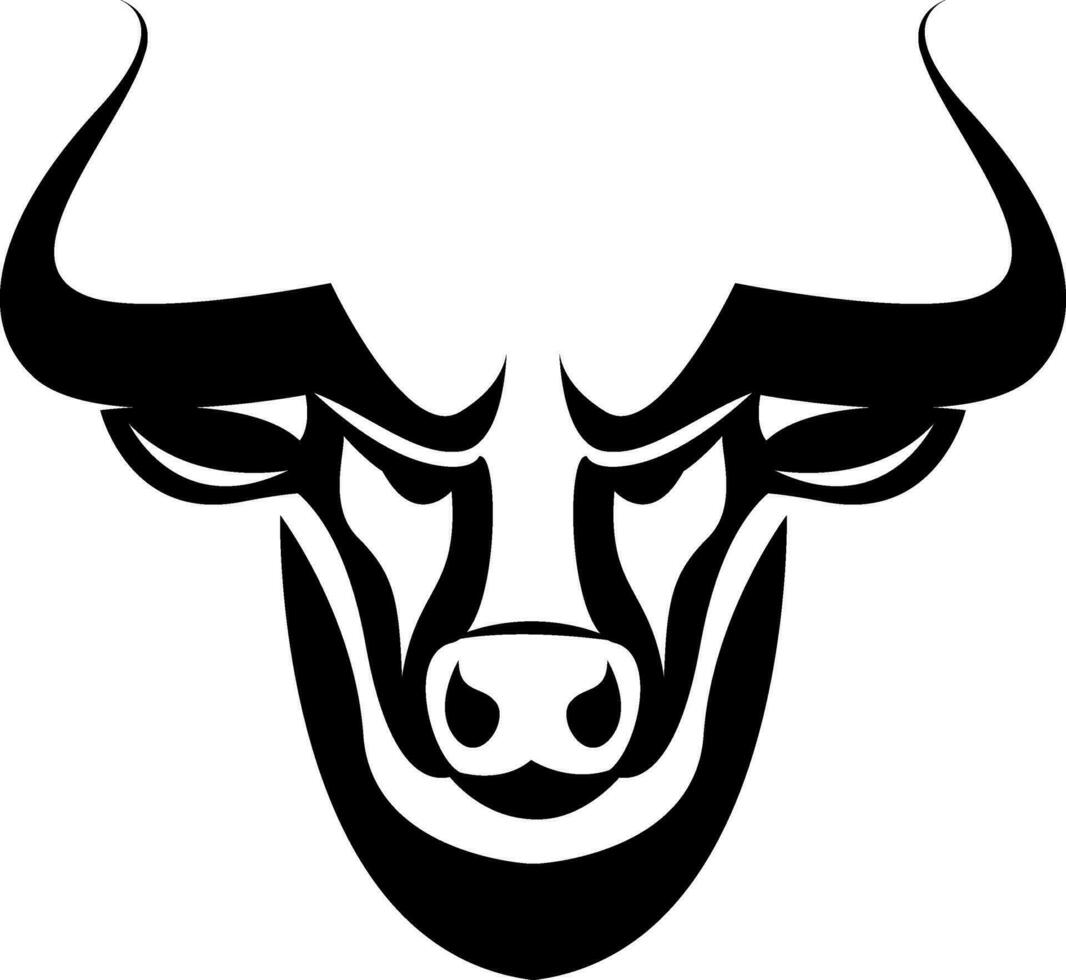 Angry bull head tattoo, tattoo illustration, vector on a white background.