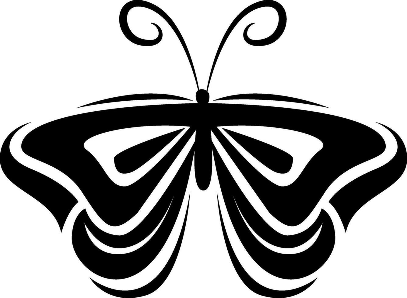 Flying butterfly tattoo, tattoo illustration, vector on a white background.