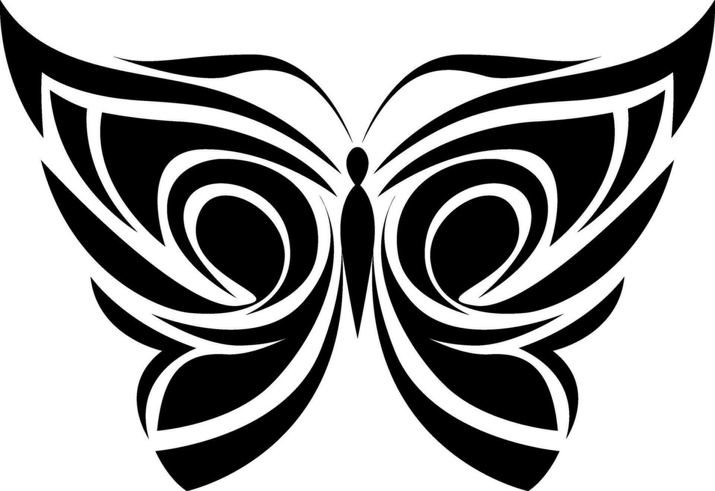 hermosa mariposa tatuaje, tatuaje ilustración, vector en un blanco antecedentes.