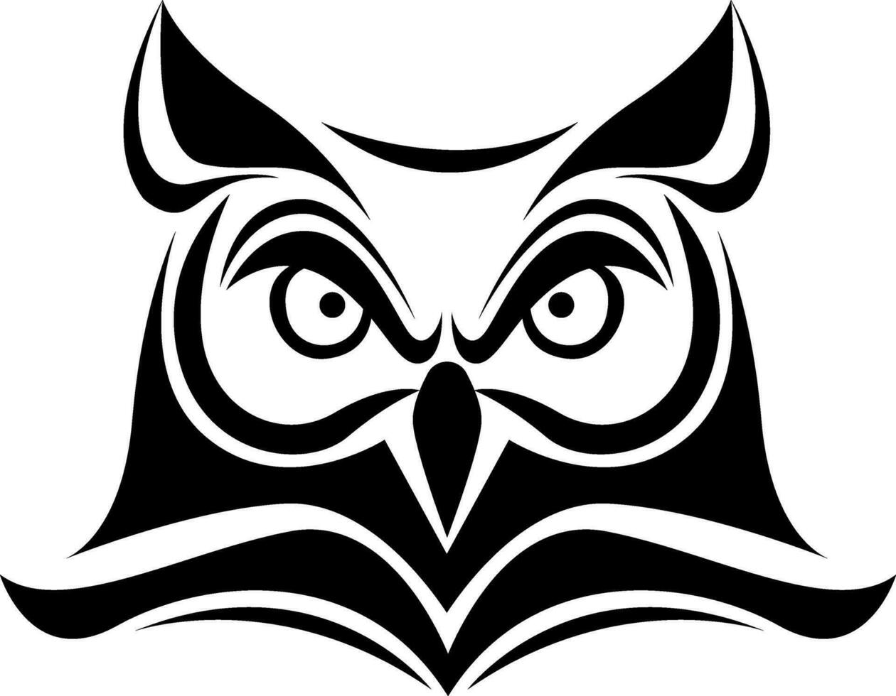 Owl bird tattoo, tattoo illustration, vector on a white background.