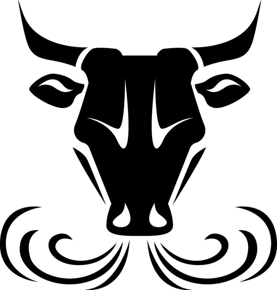 Cow head tattoo, tattoo illustration, vector on a white background.