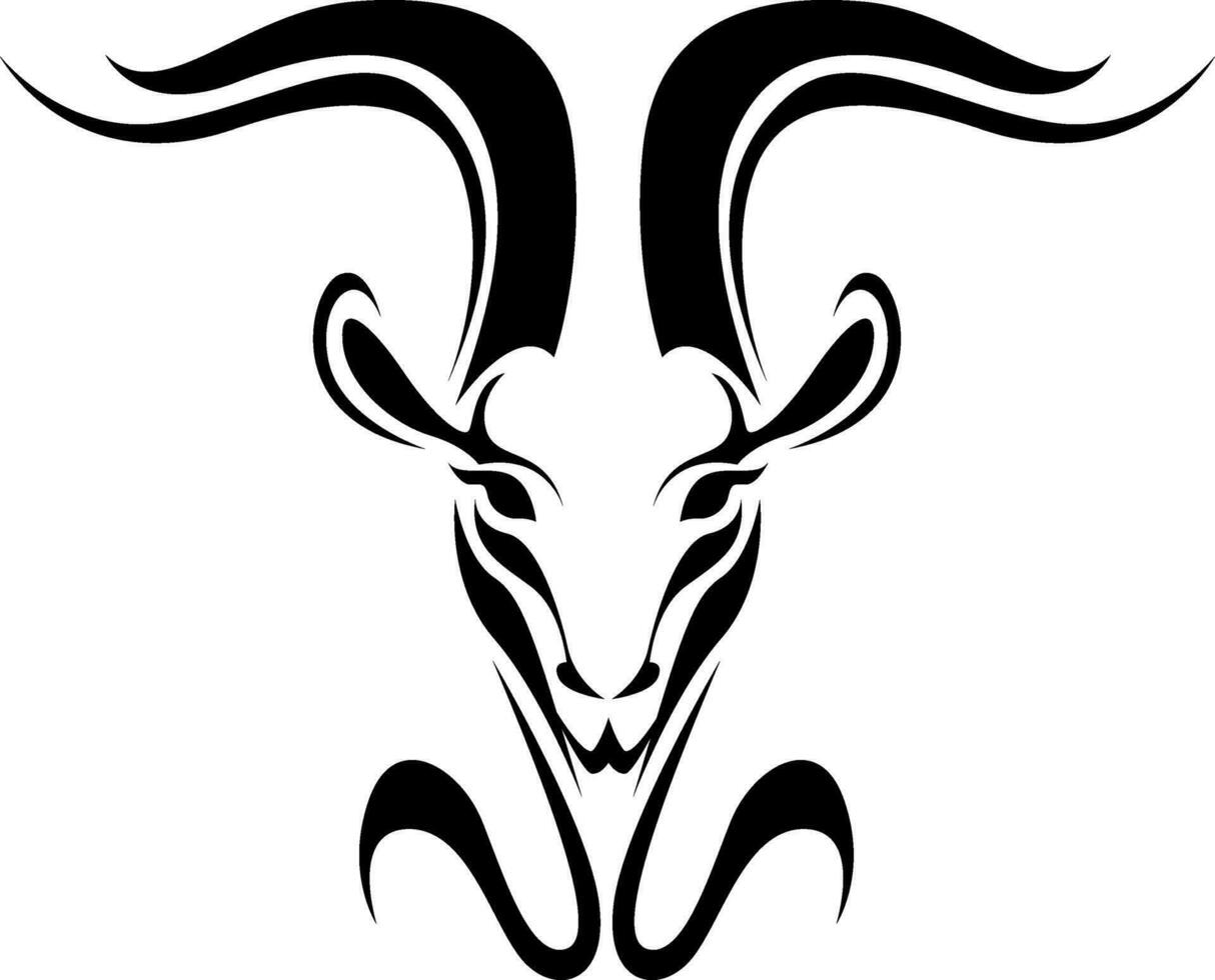 Antelope head tattoo, tattoo illustration, vector on a white background.