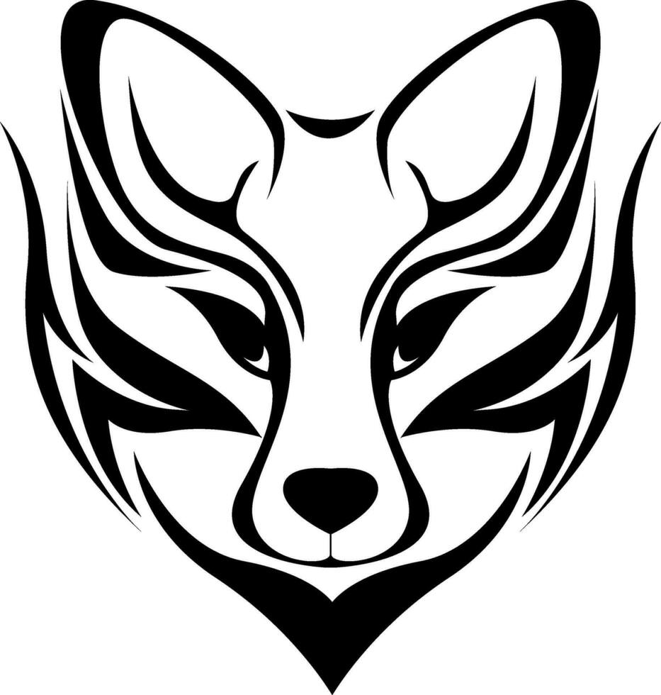 Fox head tattoo, tattoo illustration, vector on a white background.