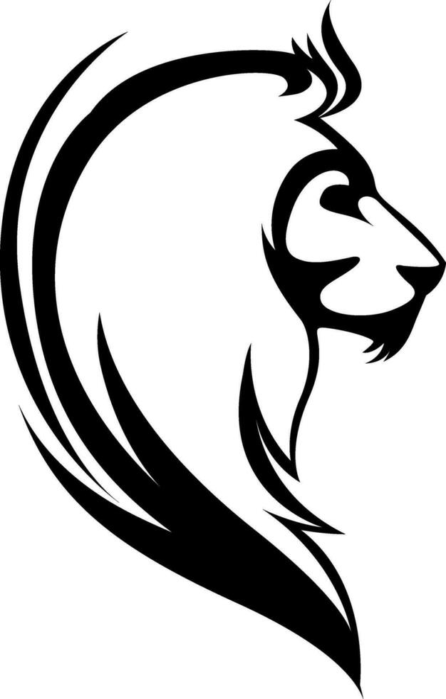 Lion profile head tattoo, tattoo illustration, vector on a white background.