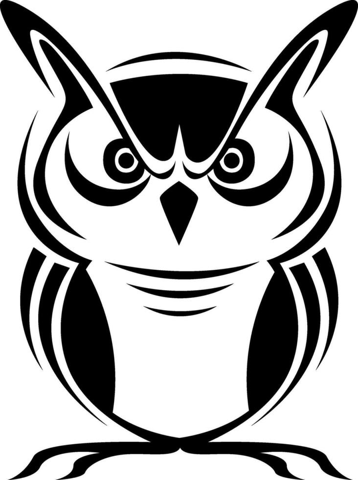 Tribal owl bird tattoo, tattoo illustration, vector on a white background.