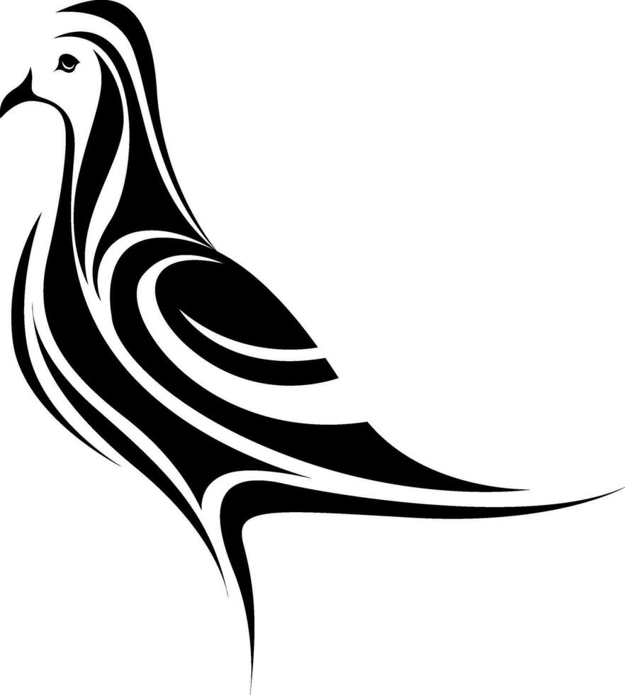 Pigeon bird tattoo, tattoo illustration, vector on a white background.