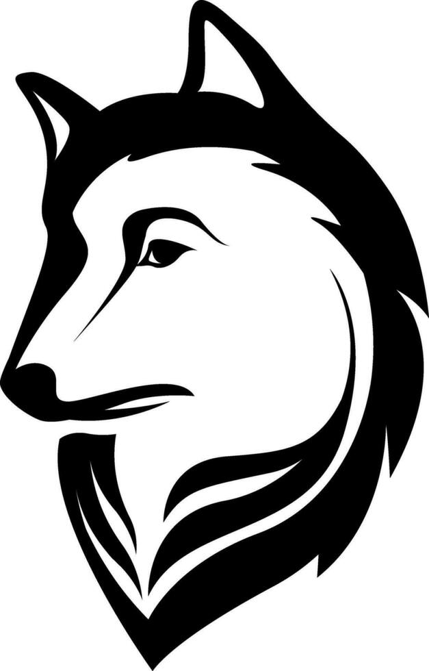 Wolf profile head tattoo, tattoo illustration, vector on a white background.