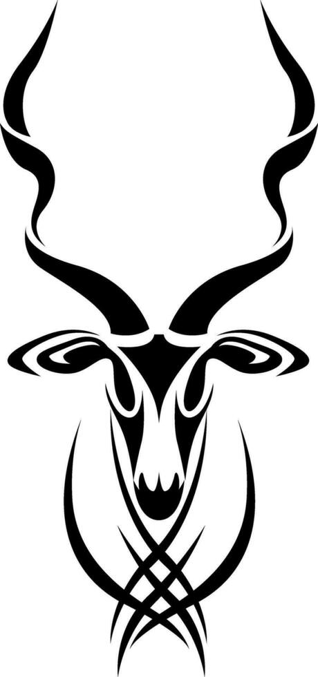 Addax head tattoo, tattoo illustration, vector on a white background.
