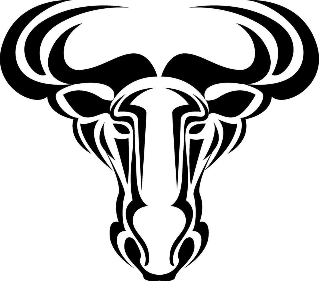 Wildebeest tattoo, tattoo illustration, vector on a white background.