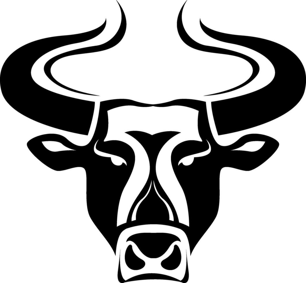 Bull head with horns tattoo, tattoo illustration, vector on a white background.