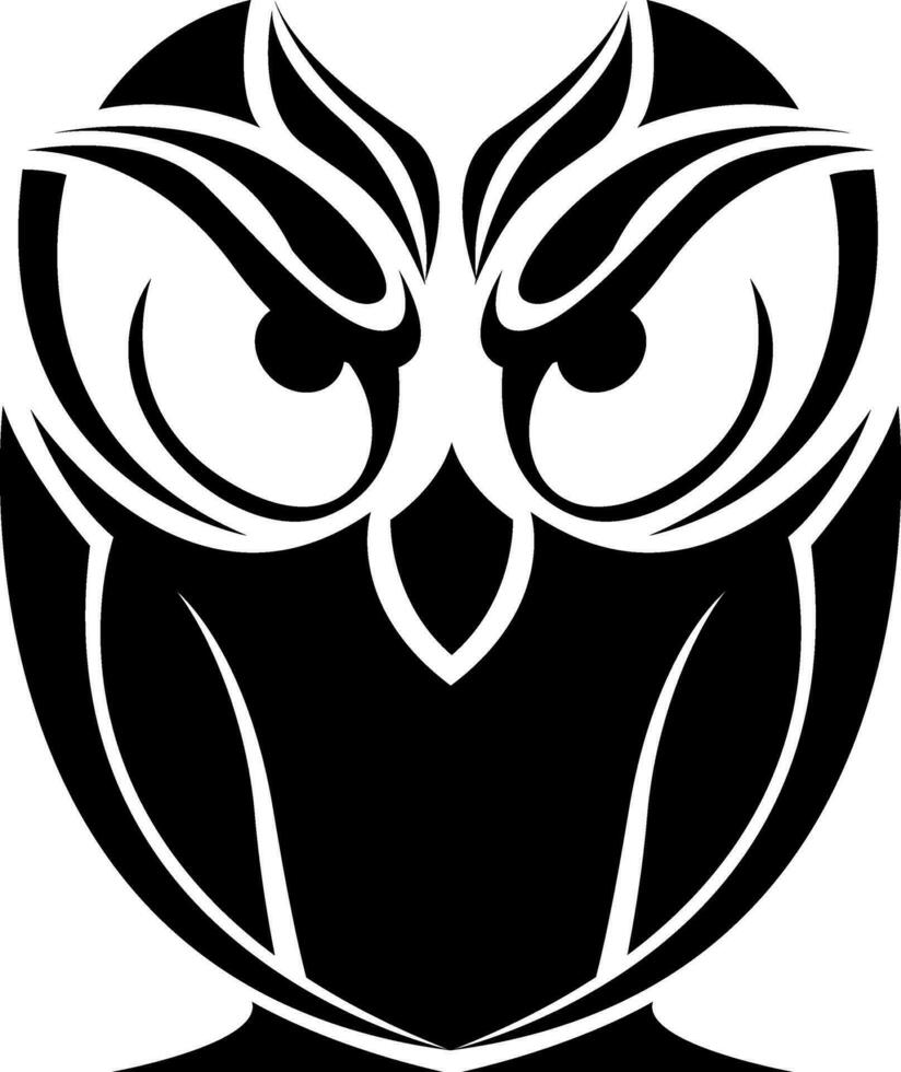 Black owl tattoo, tattoo illustration, vector on a white background.