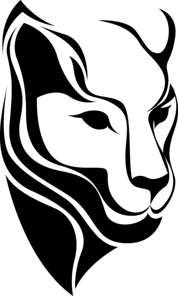 Black puma tattoo, tattoo illustration, vector on a white background.