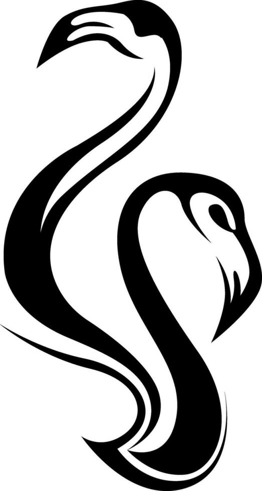 Flamingo bird tattoo, tattoo illustration, vector on a white background.