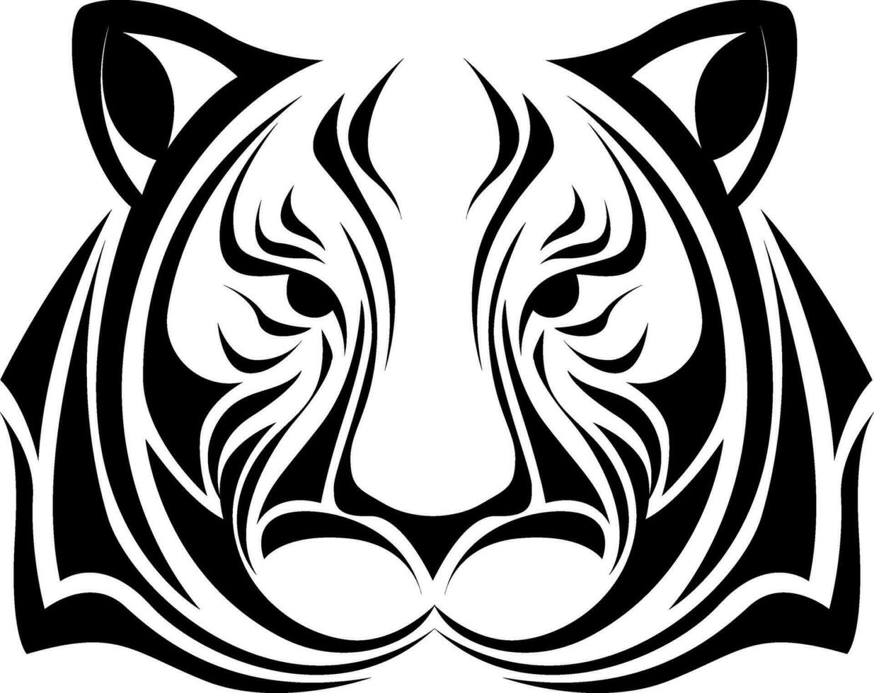 Tiger head tattoo, tattoo illustration, vector on a white background.