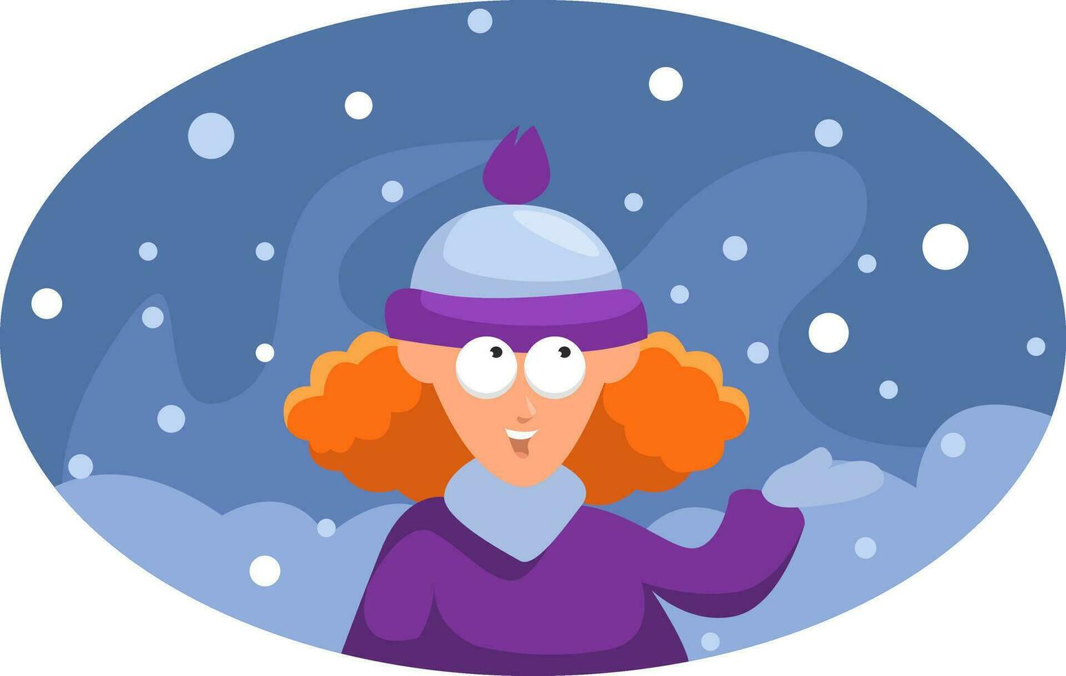 Girl enjoying on snow, illustration, vector on a white background.