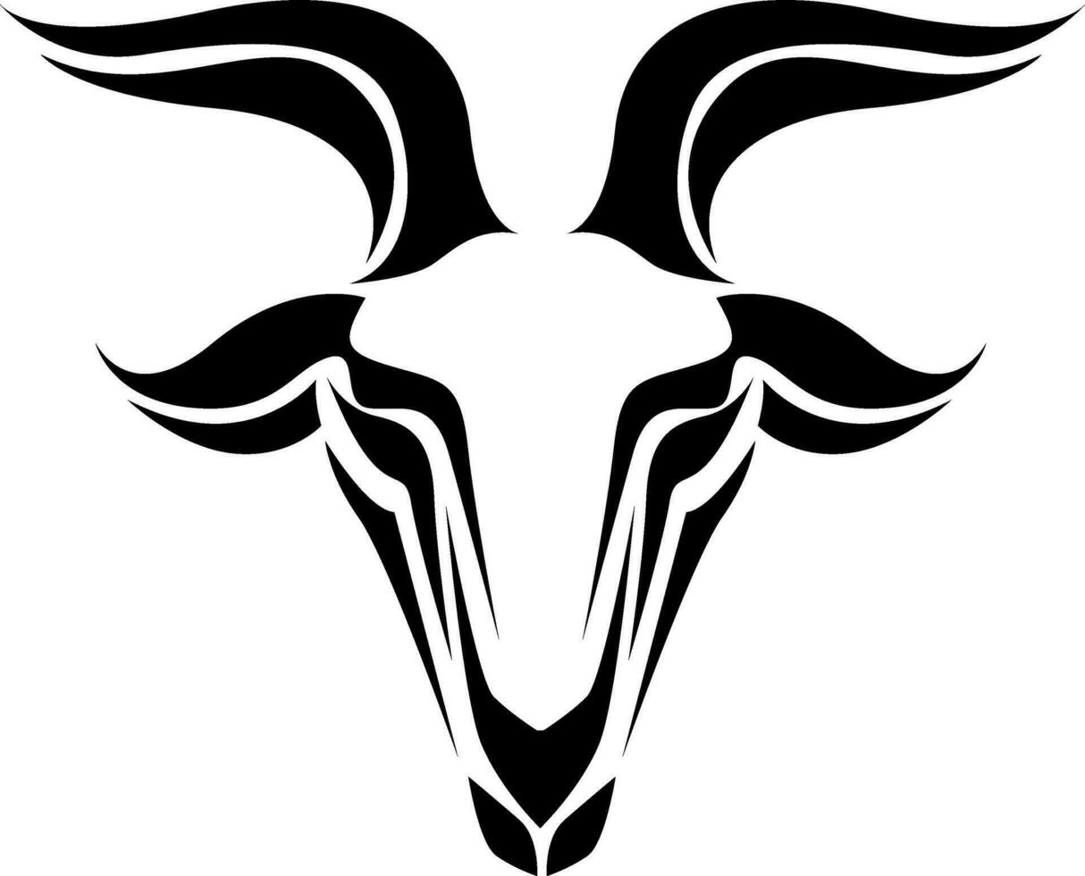 Goat head tattoo, tattoo illustration, vector on a white background.