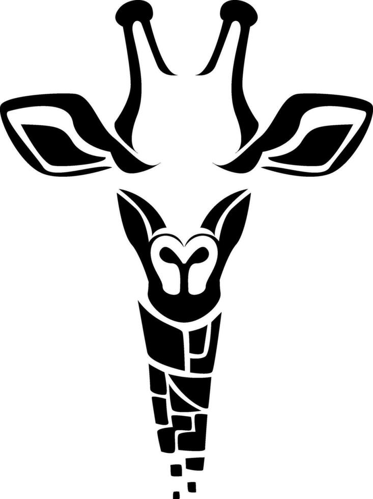 Giraffe head tattoo, tattoo illustration, vector on a white background.