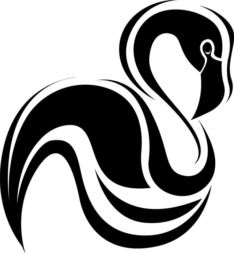 Flamingo bird tattoo, tattoo illustration, vector on a white background.