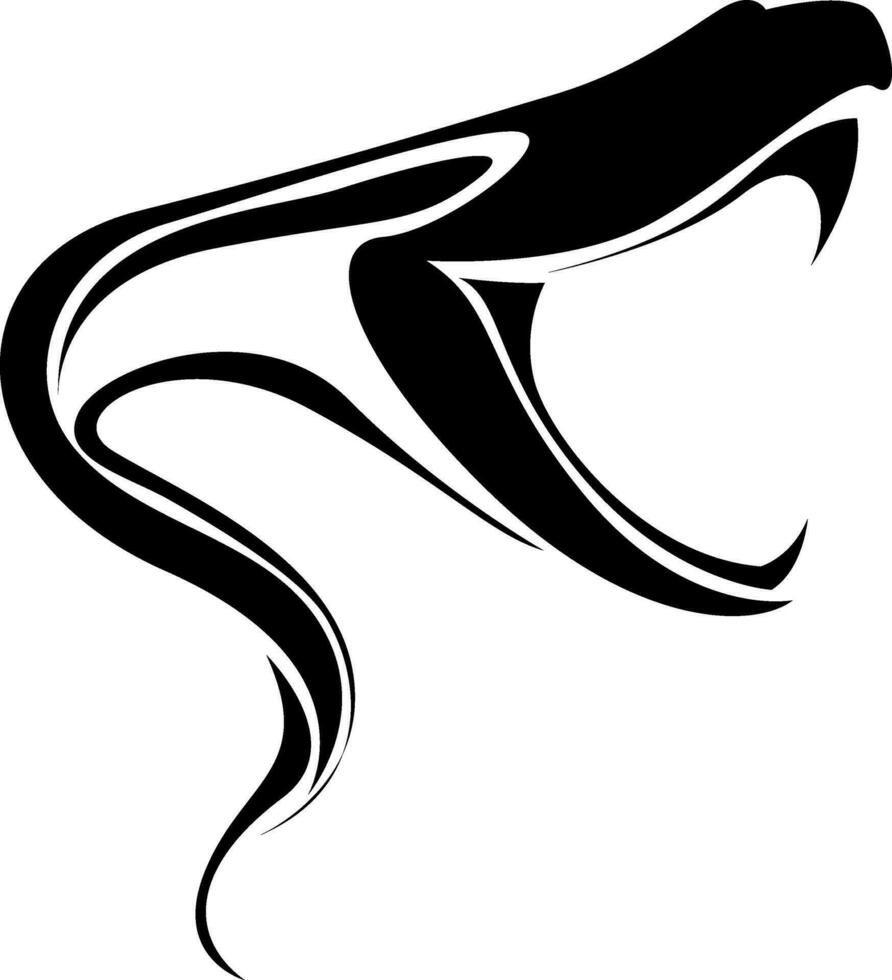 Biting snake tattoo, tattoo illustration, vector on a white background.