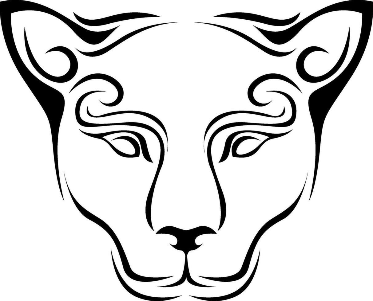 Puma head tattoo, tattoo illustration, vector on a white background.