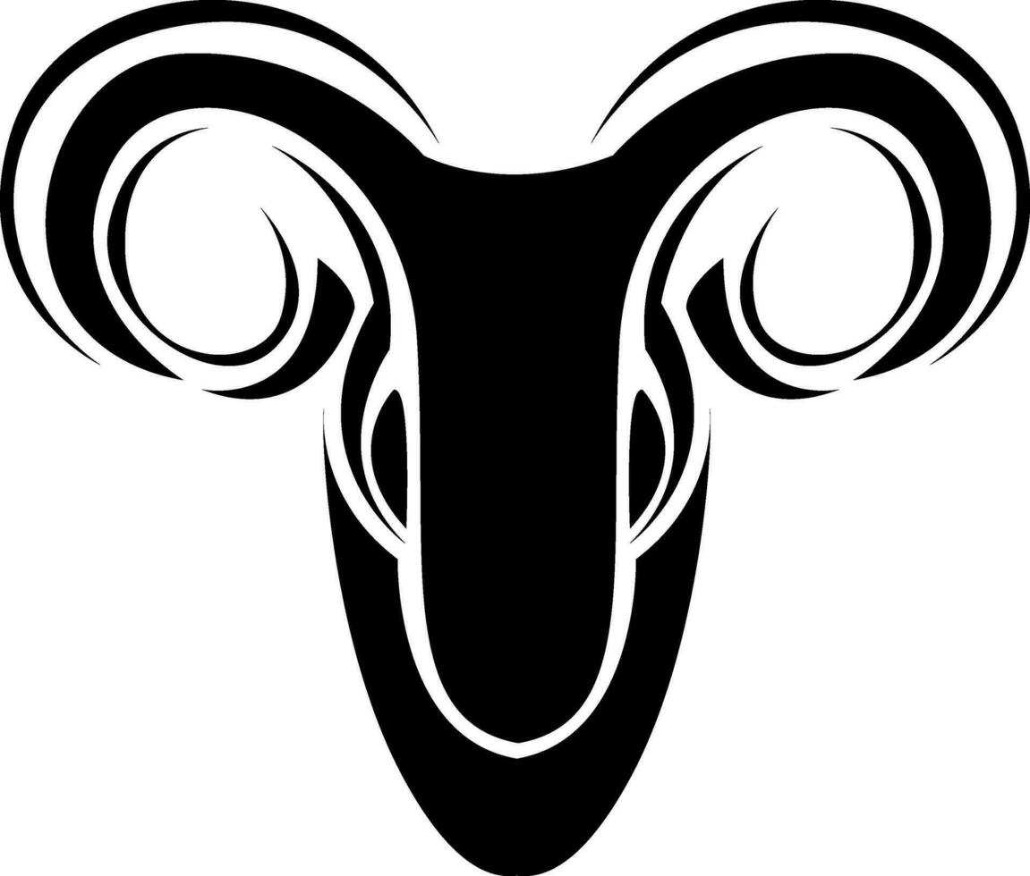 Aries head tattoo, tattoo illustration, vector on a white background.