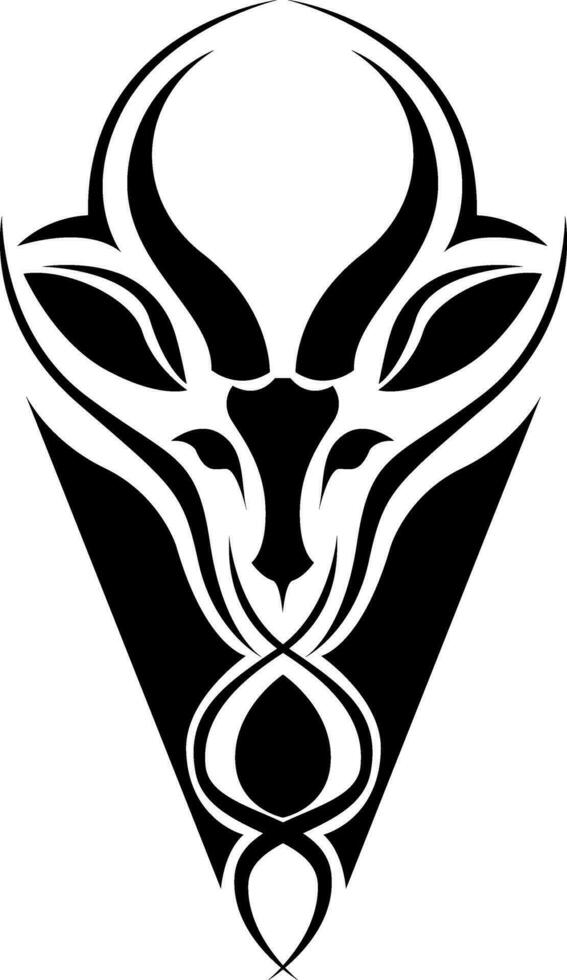 Deer head tattoo, tattoo illustration, vector on a white background.