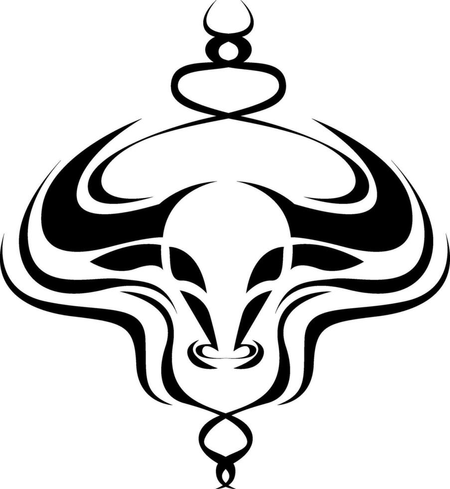 Bull head tattoo, tattoo illustration, vector on a white background.