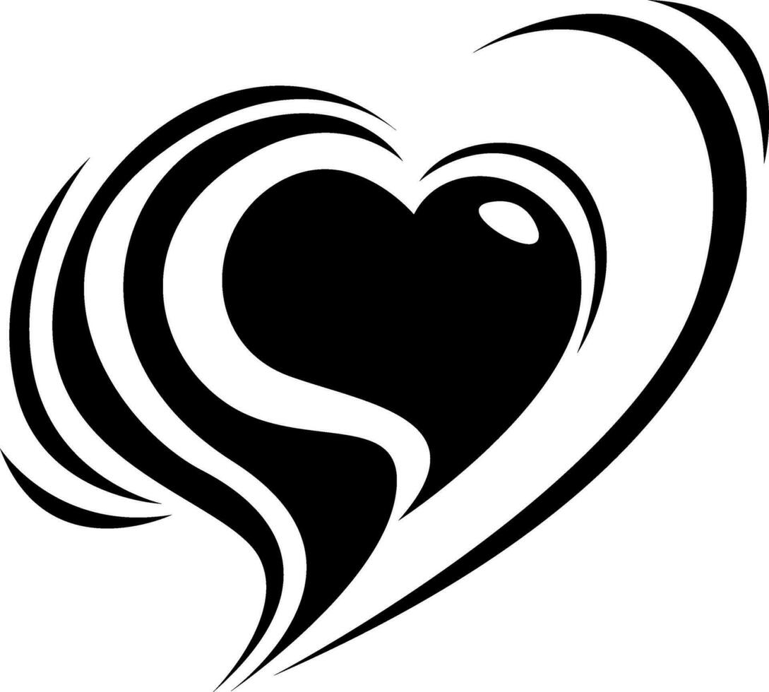 Beautiful heart tattoo, tattoo illustration, vector on a white background.